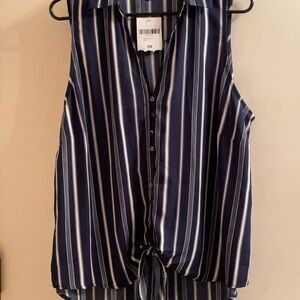 NWT Forever 21 Blue White Blouse Size 0X